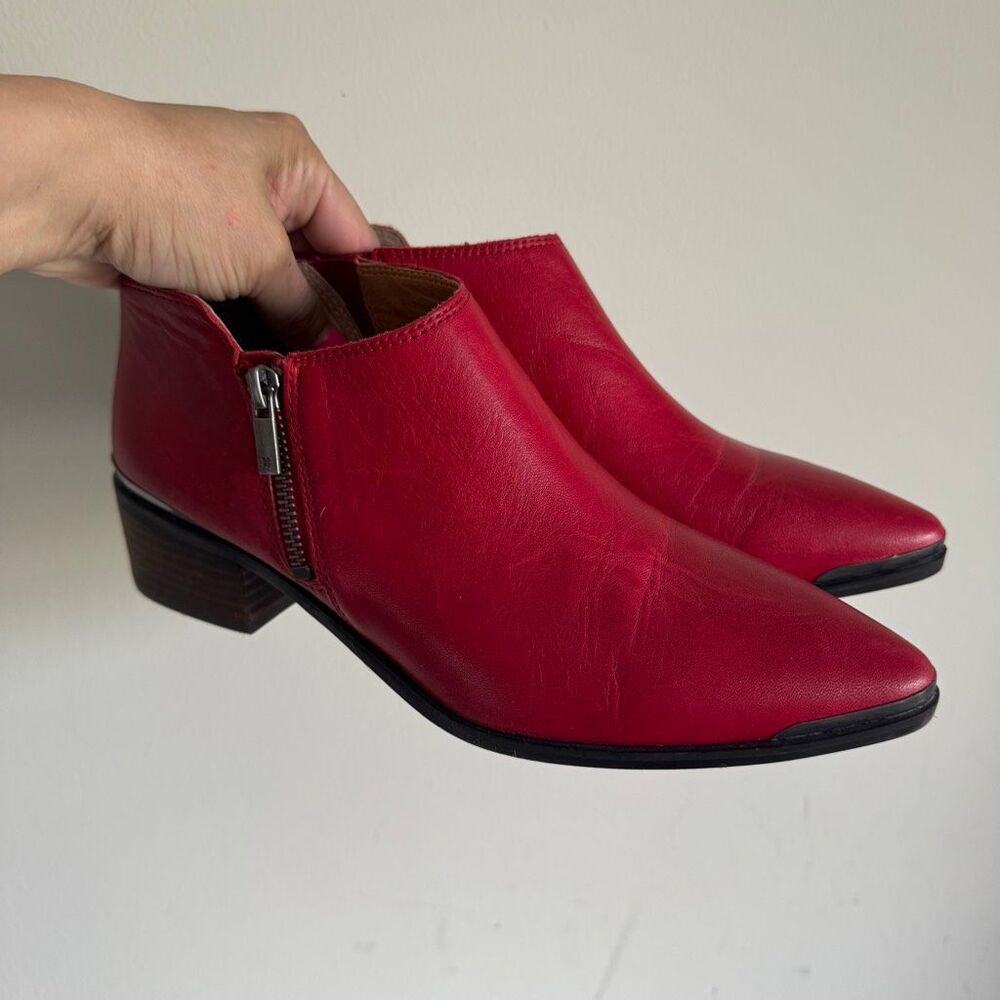 Lucky Brand Witchy Pointy Toe Leather Ankle Western Boots Size 10 Red - Picture 5 of 9